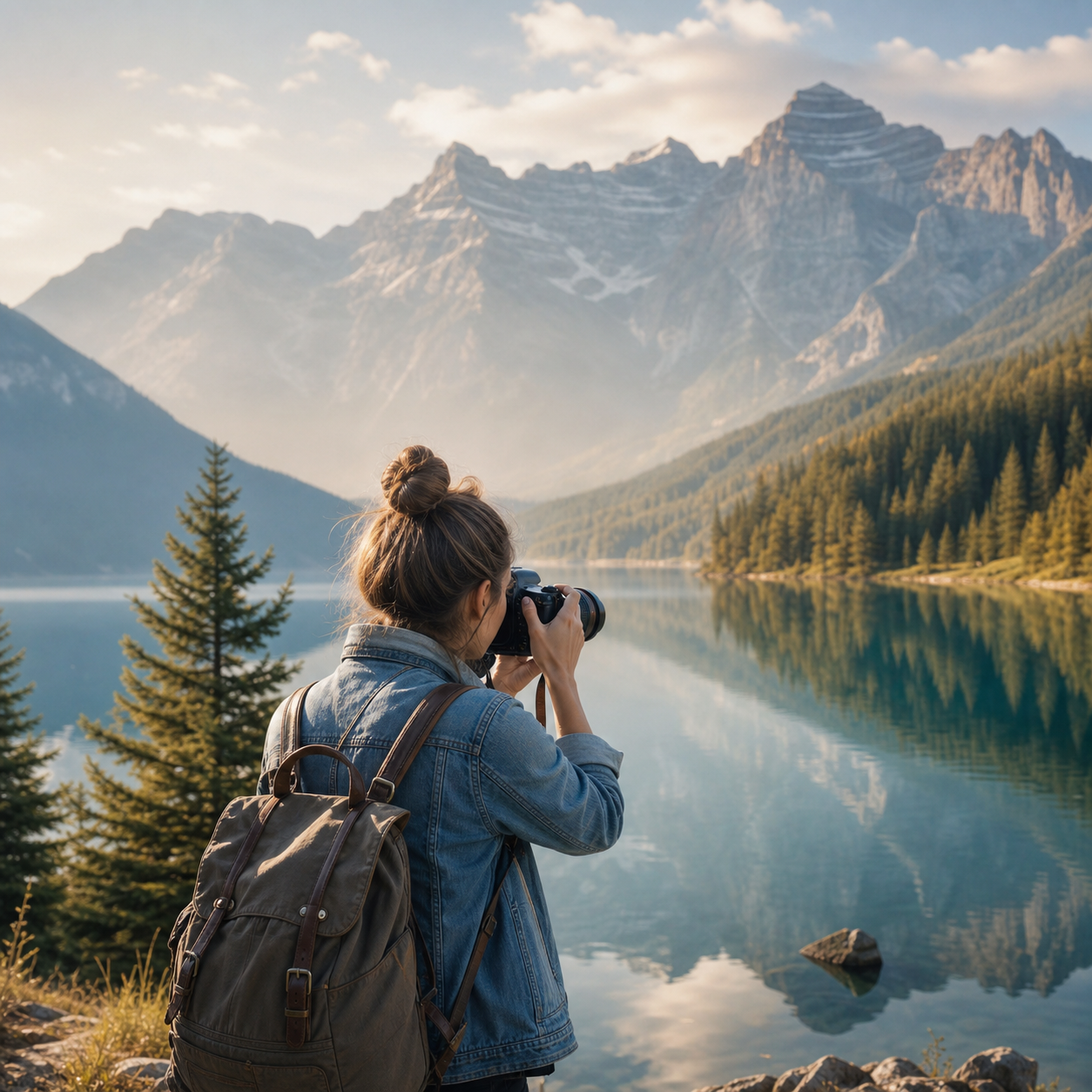 Photographer planning a shoot with printed references